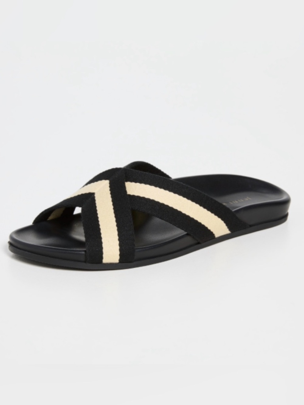 JENNI KAYNE Size 39 • Black White Stripe Cotton Crossover Sandal Slides.
